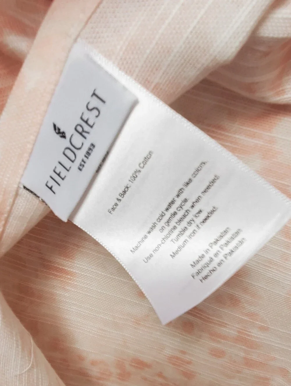 Fieldcrest Set Of 2  Pillow Shams 100% Cotton Rice Print Pink Cream Hues Sz KING